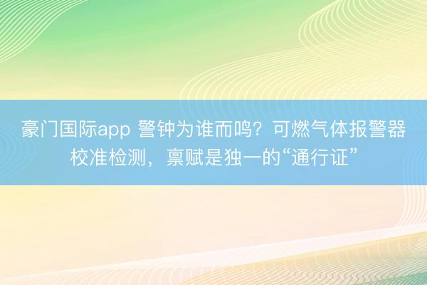 豪门国际app 警钟为谁而鸣？可燃气体报警器校准检测，禀赋是独一的“通行证”